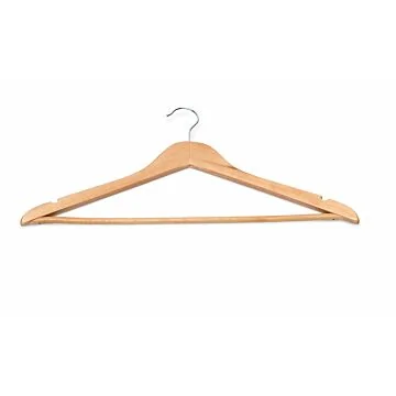 WAS 5 Kleiderbügel mit Einkerbungen und Steg 44,5 x 1,2 x 23 cm Holz natur