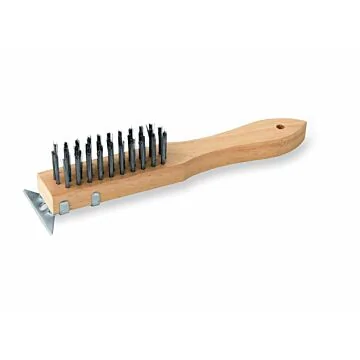 WAS Reinigungsbürste mit Schaber 28 cm mit Stahlborsten 3 cm Holz