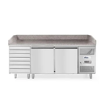 Hendi Pizzatisch, zweitürig mit 7 Schubladen 280 L, 250 L, -2 / 8 ˚C, 230 V / 0,25 kW, R600a, 2010 x 800 x (H) 875 mm