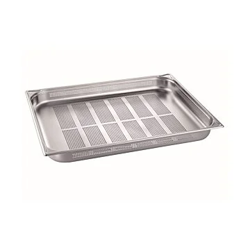 B.PRO Gastronorm-Behälter Schale Edelstahl GN 2/1 Gelocht-20 mm
