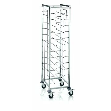 WAS Tablettwagen für 12 Tabletts 45,5 x 35,5 cm 53 x 42 x 181 cm Chromnickelstahl