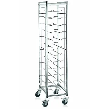 WAS GN Tablettwagen 1/1 für 12 Tabletts 60 x 39 x 180 cm Chromnickelstahl