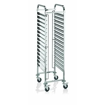 WAS EN Regalwagen für 15 bis 30 Euronorm Tabletts 55 x 42,5 x 174 cm Chromnickelstahl