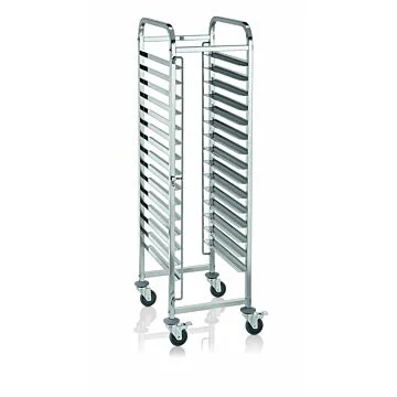 WAS Regalwagen für 15 Backbleche 60 x 40 cm 62 x 47 x 174 cm Chromnickelstahl