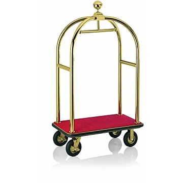 WAS Gepäckwagen 113 x 62 x 191 cm goldfarben roter Teppich Edelstahl