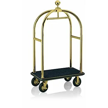 WAS Gepäckwagen 113 x 62 x 191 cm goldfarben schwarzer Teppich Edelstahl