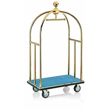 WAS Gepäckwagen 112 x 61 x 186 cm goldfarben blauer Teppich Edelstahl