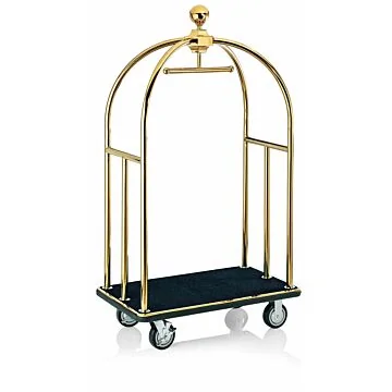WAS Gepäckwagen 112 x 61 x 186 cm goldfarben schwarzer Teppich Edelstahl
