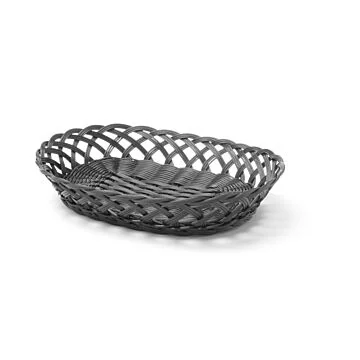 Hendi Körbe mit gewebten Seitenteilen, oval, Schwarz, 320 x 230 x (H) 55 mm