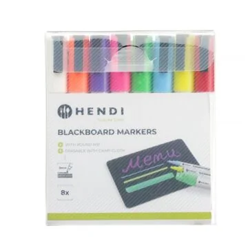 Hendi Kreidemarker 3 mm, Marker 1 x weiß, 1 x rot, 1 x blau, 1 x grün, 1 x gelb, 1 x violett, 1 x orange und 1 x pink