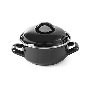 Hendi Suppen-/Sossentöpfchen - mit Deckel, schwarz, 0,65 L, ø 135 x (H) 110 mm