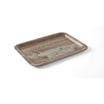 Hendi Serviertablett aus Melamin mit Holzoptik , Holz dunkel, 240 x 350 mm