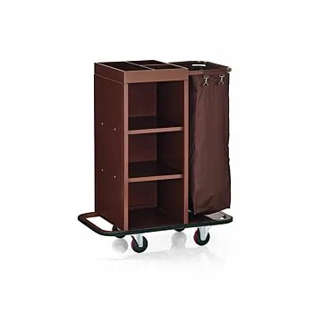 WAS Zimmerservicewagen 1 Wäschesack  93 x 47 x 109 cm Stahlrahmen braun lackiert