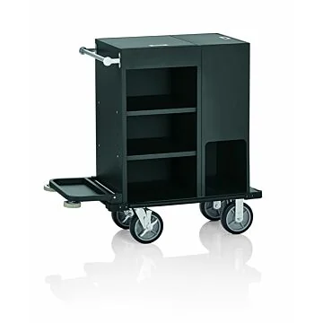 WAS Zimmerservicewagen 93 x 50,5 x 117 cm pulverbeschichtet schwarz Aluminium