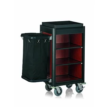 WAS Zimmerservicewagen Isabella 1 Wäschesack 95 x 54x 116 cm schw. Kantenprofile dunkle Holzoptik