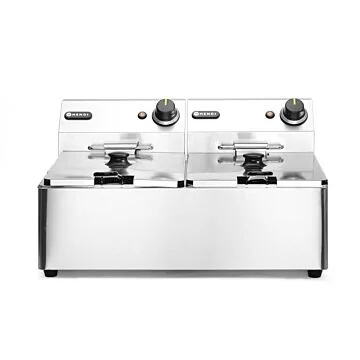 Hendi Friteuse Kitchen Line - 2x6L, Kitchen Line, 12L, 50/190˚C, 230V/6600W, 550x430x(H)290mm