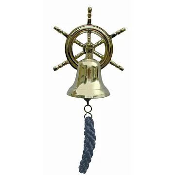 SeaClub Glocke mit Steuerrad-Wandhalterung blauen Bändsel
