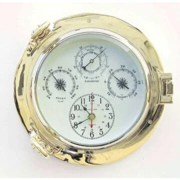 Sea Club Uhr, Baro-, Thermo- & Hygrometer im Bullauge