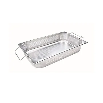 B.PRO Gastronorm-Kocheinsatz 5,5 Liter Edelstahl Gelocht mit Klappgriffen GN 1/2-95 mm 