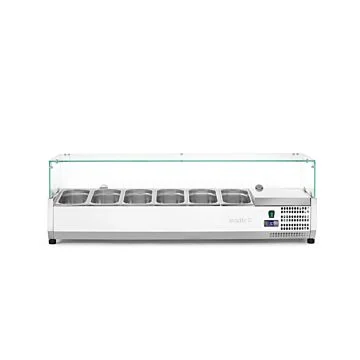 Hendi Aufsatz-Kühlvitrine Gastronorm 1/3, 6 x GN 1/3, -2 / 8 ˚C, 230 V / 0,18 kW, R600a, 1405 x 395 x (H) 430 mm