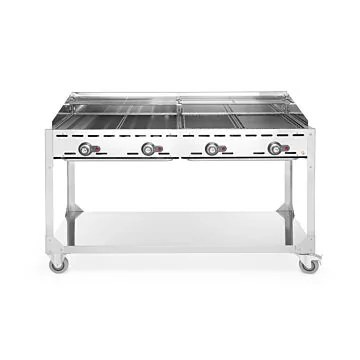Hendi Grillsystem Green Fire 4 Brenner, mit Rollengestell, Grau, 22 kW, 1400 x 612 x (H) 825 mm