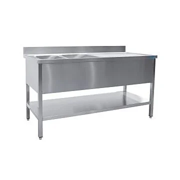 SARO Spültisch mit 2 Becken, links - 600 mm Tiefe, 1800 mm