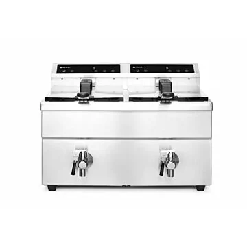 Hendi Induktionsfritteuse - mit Ablasshahn 2 x 8 l, Profi Line, 16 L, 230 V / 7,0 kW, 577 x 609 x (H) 410 mm