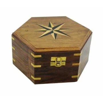 SeaClub Holzbox mit Windrose-Inlay groß