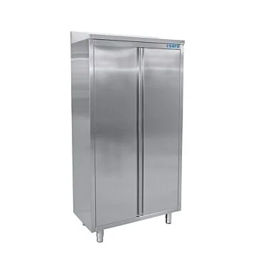 SARO Edelstahlhochschrank mit 3 Böden und 2 Flügeltüren, 1000mm