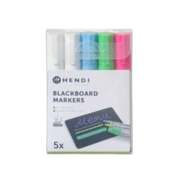 Hendi Kreidemarker 6 mm, Marker 1 x pink, 1 x grün, 1 x blau und 2 x weiß