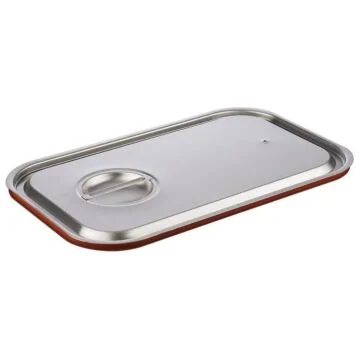 APS GastroNorm-Behälter GN 1/1 Steck-Deckel aus Edelstahl mit Silikondichtung – Frontansicht