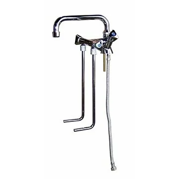 Hagola - Mischbatterien verchromt H. 120 mm für Einzelbecken Hochdruck 2 Anschlussschläuche