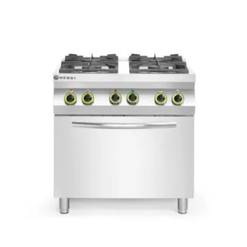 Hendi Gaskocher Kitchen Line 4 Brenner mit elektrischem Ofen GN 1/1, 50 / 270 ˚C, 230 V / 3 kW, 19 kW, 800 x 700 x (H) 900 mm