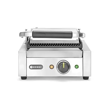 Hendi Kontaktgrill - Einzelversion, oben und unten gerillt, 230 V / 1,8 kW, 310 x 370 x (H) 210 mm