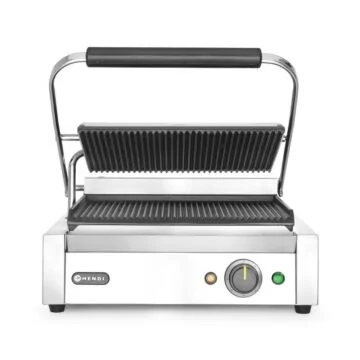 Hendi Kontaktgrill - Panini, oben und unten gerillt, 50 / 300˚C, 230V / 2,2 kW, 430 x 370 x (H) 210 mm