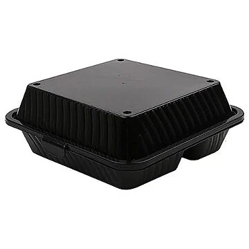 Contacto Eco-Takeouts Behälter, dreigeteilt schwarz