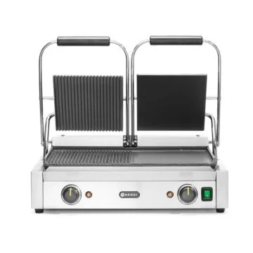 Hendi Kontaktgrill - Doppelversion, halb glatt, halb gerillt, 230 V / 3,6 kW, 570 x 370 x (H) 210 mm