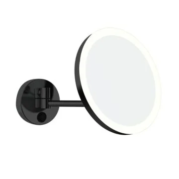 ALISEO Kosmetikspiegel LED MY Schwenkarm schwarz matt mit Doppelwalzengelenk und SMD-LED-Beleuchtung, Frontansicht