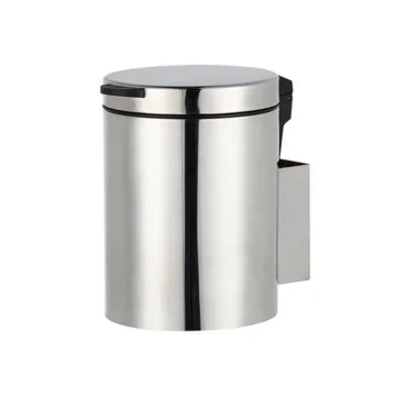 ALISEO Hygieneeimer rund 3L in hochglanzpoliertem Chrom mit Wandhalterung und Deckel