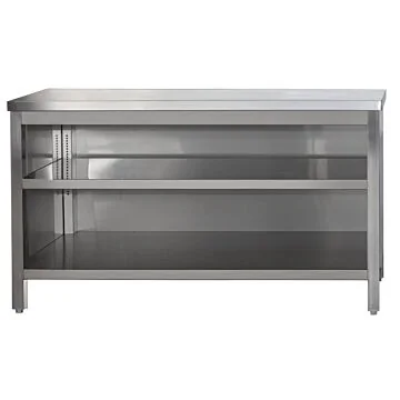 Edelstahl Arbeitsschrank offen mit höhenverstellbarem Zwischenboden, Bautiefe 700 mm, AISI 304, 2900 x 700 x 850