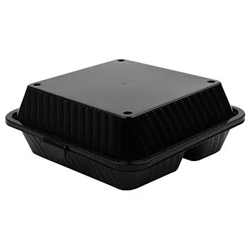 Contacto Eco-Takeouts Behälter, dreigeteilt schwarz