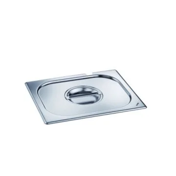 B.PRO Gastronorm Deckel mit Griffmulde und Löffelaussparung Edelstahl-GN 2/4 (530 x 162 mm) (GN Behälter)