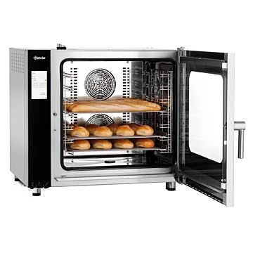 Bartscher Kombidämpfer Silversteam2 7111D – Frontansicht mit geöffneter Tür und 7 GN-Einschüben