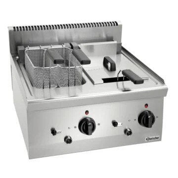 Bartscher Fritteuse 600 B600 2 x 8 L – Tischfritteuse mit zwei Edelstahlbecken und drei Frittierkörbern