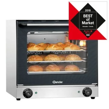 Bartscher Heißluftofen AT90 – Edelstahl-Umluftbackofen mit 4 Einschüben für die Gastronomie