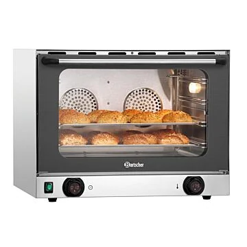 Bartscher Heißluftofen AT211-MDI – Frontansicht des Edelstahl-Heißluftofens mit digitalen Knebeln