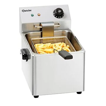 Bartscher Fritteuse SNACK III – Edelstahl-Tischfritteuse mit 8-Liter-Becken und Frittierkorb