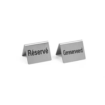 Hendi Tischschild Reserviert - 4 Stk, Gereserveerd / Reservé, 50 x 35 x (H) 40 mm