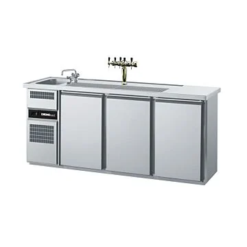 CHROMOnorm Edelstahl Getränketheke/Biertheke mit 1 Becken & 3 Türen