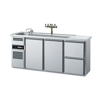 CHROMOnorm Edelstahl Getränketheke/Biertheke mit 1 Becken 2 Türen & 2 Schubladen